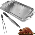 Classic Turkey Roasting Pan With Knife And Fork Set