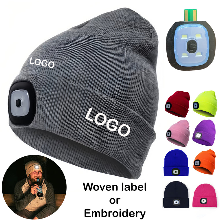 USB Rechargeable Beanie Hat with LED Light