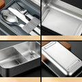 Stainless Steel Bento Box With Knife, Fork And Spoon