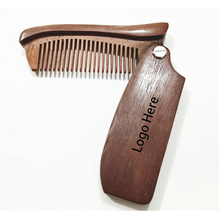Folding Pocket Wooden Comb With The Engraving For Men