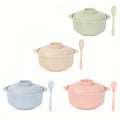 Wheat Straw Noodle Bowl With Lid And Spoon Set Of 3