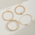 Diamond-encrusted Alloy Bracelet Set