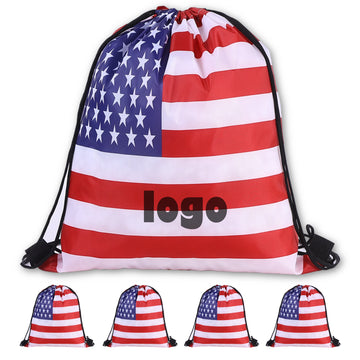 American Flag Drawstring Backpack