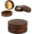 Solid Wood Round Ashtray with Lid