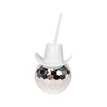 20Oz. Disco Ball Cup W/ Cowboy Hat & Straw