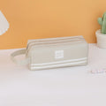 Oxford Fabric Dual Zipper Pencil Case With Handle