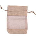 Large Linen Window Drawstring Bag