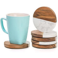 4" Marble And Acacia Wooden Insulated Coasters