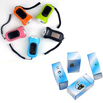 LED Hand-operated Solar Powered Flashlight