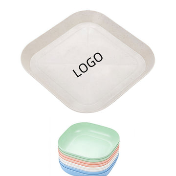 Camping Portable Square Wheat Straw Dinner Plate
