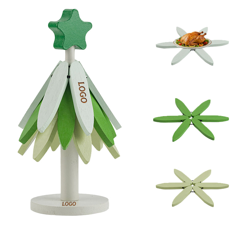 Christmas Tree Coasters Bamboo Tree Trivet Set
