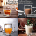 12 Oz Clear Double Glass Insulated Coffee Mug With Handle