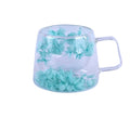 Double Walled Dried Flowers Glass Cups With Handle