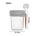 Reusable 12 OZ Overnight Oatmeal Glass Cup W/ Lid & Spoon