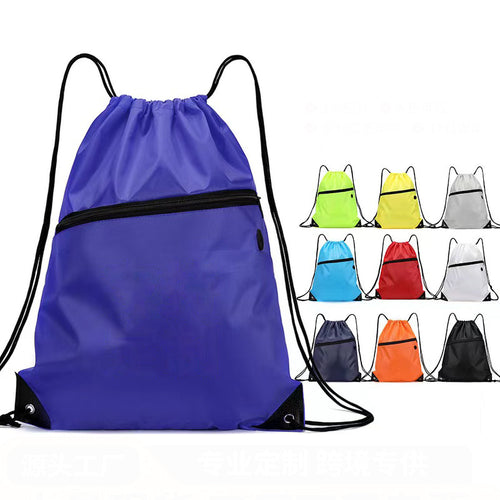 18" Drawstring Backpack With Front Zipper Pocket
