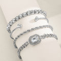 Diamond-encrusted Alloy Bracelet Set