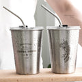 16 Ounce Stainless Steel Wine Glass With Lid And Straw