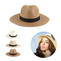 Wide Brim Straw Woven Panama Roll-Up Hat