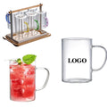 300Ml Glass Coffee Mugs With Colored Handle