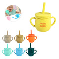 Silicone Baby Water Handle Cup With Straw