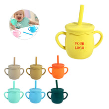 Silicone Baby Water Handle Cup With Straw