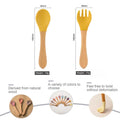 Baby Wooden Handle Silicone Spoon and Fork Set