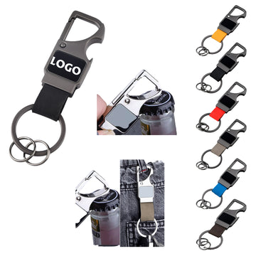 Genuine Leather Bottle Opener Keychain