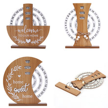 Creative Manual Rotating Wooden Disc Perpetual Desk Calendar