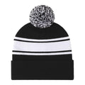 Two Tone Pom Striped Long Beanie Hat
