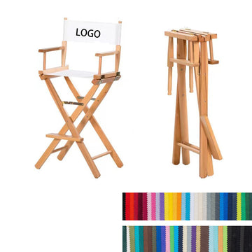 Foldable Table-Height Wood Directors Chair