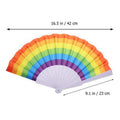 Full Color Folding Fabric Fan W/ Plastic Handle