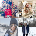 Winter Warm Knitted Beanie Hat With Faux Fur Pom