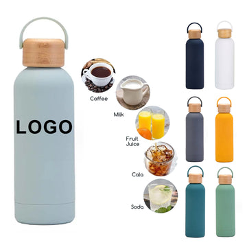 17Oz Bamboo Cover Insulated Water Bottle