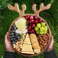 Solid Wood Plate With Antler Handles