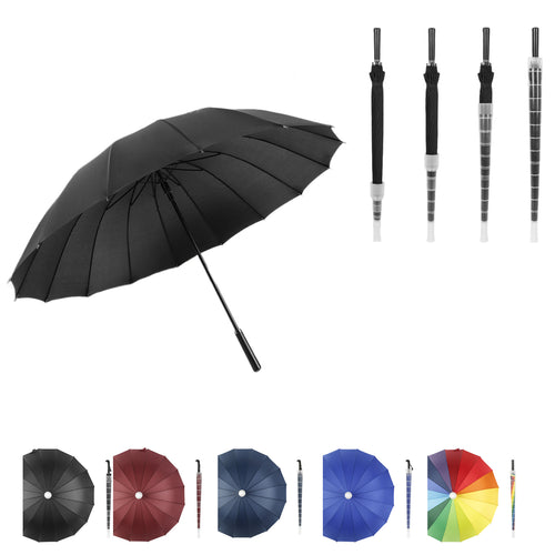 16-Rib Long-Handle Automatic Umbrella With Waterproof Cover