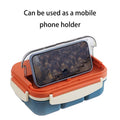 4-Compartment Plastic Food Lunch Box With Cutlery