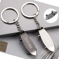 Mini Cute Metal Shark Skateboard Keychain