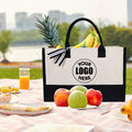 Large Classic Black And White Cotton Canvas Tote