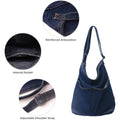 Denim Shoulder Hobo Tote Bag