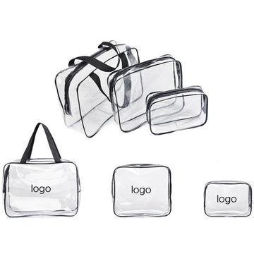 3 Pieces Clear PVC Makeup Bag
