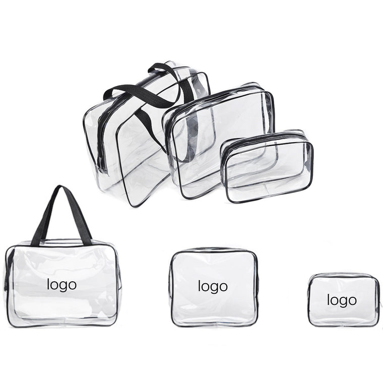 3 Pieces Clear PVC Makeup Bag