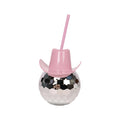 20Oz. Disco Ball Cup W/ Cowboy Hat & Straw