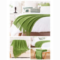 Solid Color Acrylic Knit Throw Blanket with Tassels