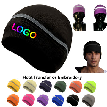 Fleece Lined Warm Beanie with Reflective Strip