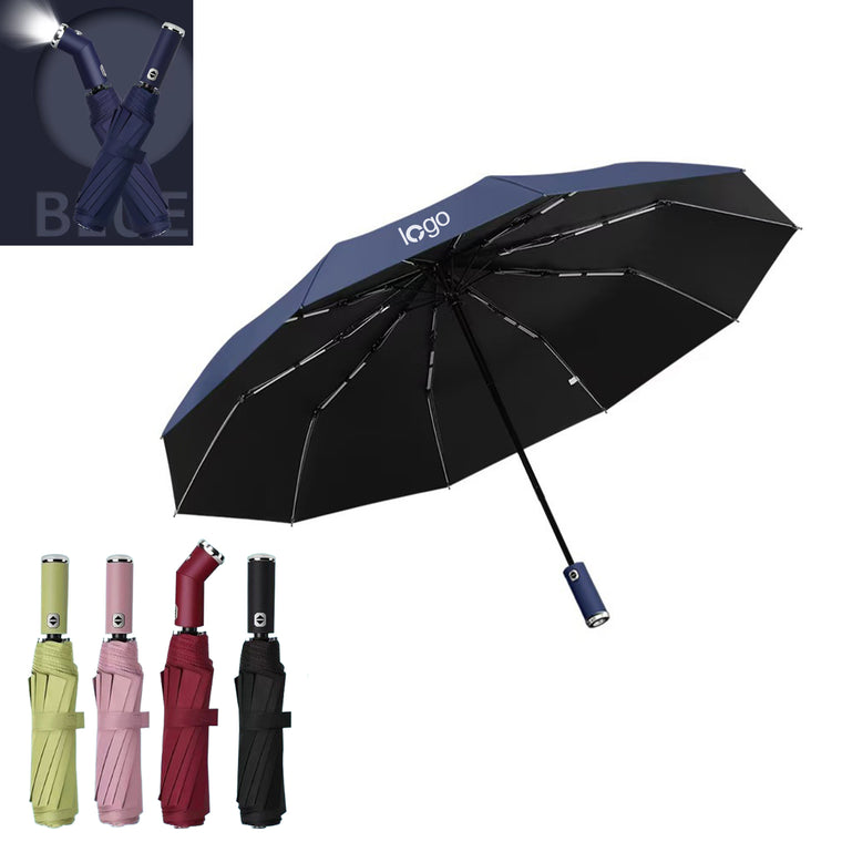 Automatic LED Flashlight Folding Umbrella