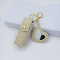 Leather Lipstick Holder Keychain With Mirror
