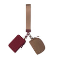 Women Mini Zip Around Wristlet Dual Pouch