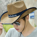 Summer Straw Cowboy Hat Wide Brim UV Protection