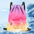 Large Waterproof Sports Gym Drawstring Nylon Backpack Bag