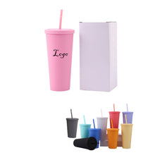 24Oz Double Wall Plastic Straw Tumbler
